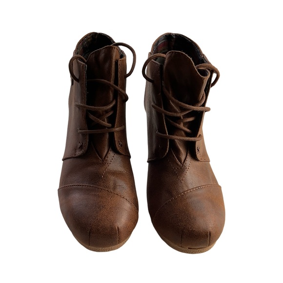 Maurices Mottled Brown Faux Leather Wedge Shoe Size 6.5 - Picture 2 of 8